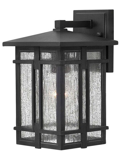 Tucker Small Outdoor Wall Lantern in Museum Black.